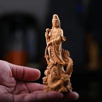 Exquisite Solid Wood Guanyin Statue Hand Carved Wooden Art Decor for Living Room Bedroom Meditation Space A2 brown