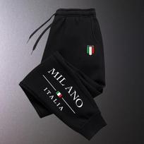 Milano-italy Men Sweatpants Front Italia Badge Chest Print, Milano Text Graphic Drawstring Joggers for Trendy Daily Street Outfits XL black