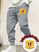 Eagle-crest Men Jogger Pants Pocket Golden Double Head Eagle Print, Shield Flag Emblem Graphic, Elastic Drawstring Soft Sweatpants for Streetwear 3XL