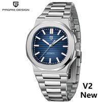 Naujas PAGANI DESIGN 40MM vyriškas laikrodis, prabangus automatinis laikrodis vyrams, mechaninis rankinis laikrodis, nerūdijančio plieno, safyro stiklas blue