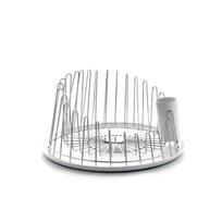 Round Dish Drying Rack for Kitchen Counter Wine Glass Holder with Drainage Tray Space-Saving Cup/Plate Organizer Chopstick Tube drain rack white