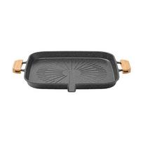 Nonstick Korean Square Grill Pan with Oil Outlet Rapid Heating Barbecue Tray Binaural Design Aluminum Alloy Barbecue Plate Home juoda