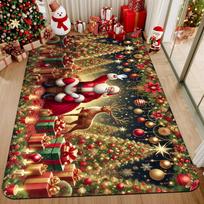 Starry Night Christmas Area Rug Santa Reindeer Carpet for Living Room Apartment Salon TV Bench Area Indoor Beautify Mat 60cm x 90cm