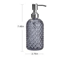 Glass Pump Dispenser for Hand Soap And Body Wash, 350ml pilka spalva