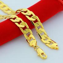 24K auksu užpildyti 10 mm 50–75 cm Vyriški „Figaro“ hiphopo auksiniai karoliai, vyriškos berniukų aukštos kokybės papuošalai, dovana 50CM yellow