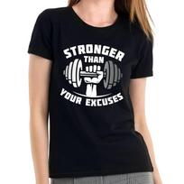 Stronger Than Your Excuses Gym Training Bodybuilding Lady Ladies Girlie L beige