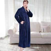 Poros sutirštintas flanelinis chalatas - Vyriškas didelio dydžio ir Moteriškas koralinis vilnas XL (155-220 lbs, 170-190 cm) white