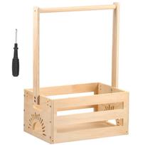 Wood Baby Shower Storage Basket Baby Toys Storage Crate with Handle Decorat Multipurpose Gift Basket for Boys Girls New Parents beige