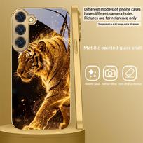 Jėgos tigras Skirta Samsung Galaxy S26 S20 FE S21 S22 S23 Plus S24 Ultra S25Ultra S21+ S22Plus Auksinis stiklinis telefono dėklas Galaxy S23+ brown