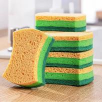 Wood Pulp Cotton Dish Sponge, Non-greasy, Double-sided Household Dishcloth, Kitchen Dishwashing Cloth, Absorbent Wood Pulp Cotton Scouring Pad. One Size beige