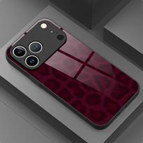 Tamsiai raudonos spalvos leopardo rašto grūdinto stiklo telefono dėklas, skirtas iPhone 17 16 15 14 13 12 11 Pro Max 17 Air 7 8 Plus XS X XR Dangtelis iPhone 16 Pro black