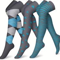 3 pairs thigh high sports compression socks, suitable for female pregnancy and male circulation, most suitable for sports
