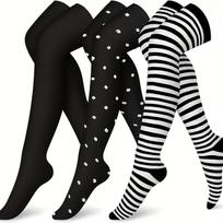 3 pairs thigh high sports compression socks, suitable for female pregnancy and male circulation, most suitable for sports black