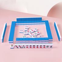 24/26/30mm Mini Mahjongs Board Game Portable Travel Set 144pcs Chinese Mahjongs Classic Traditional Chinese Family Tabletop Game blue