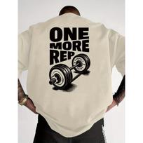 Men's T-Shirt Vintage Funny Gym Workout ONE MORE REP Weightlifting Women Streetwear Cotton Oversized Tees Short Sleeve Loose Top M black