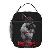 Muay Thai Boxing Fighter Insulated Lunch Bag for Women Children Portable Food Boxes Thermal Lunch Box Tote One Size black