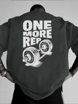 Unisexs TShirt Vintage Funny Gym Workout ONE MORE REP Weightlifting Women Streetwear Cotton Oversized Tees Short Sleeve Loose Top M white