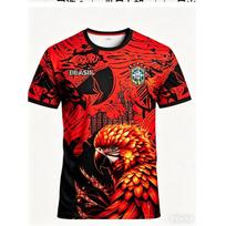 Brazilian football fan art graphic men's T-shirt, football jersey, outdoor sports and fitness, casual fashionChildren's gifts 6XL red