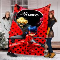 Personalized Custom Name Blanket - Miraculous Print Design,Blanket for Sofa,Bed,Travel,Camping - Soft and Warm, Great Gift 80cmx120cm red