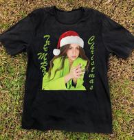 Tate McRae Merry Christmas Black T-Shirt Cotton Full Size M brown