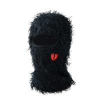 Heart Embroidered Balaclava for Men and Women Single Hole Beanies Cap Stretch Hip Hop Hat,Stylish Cool Headgear, Knit Warm Hat black