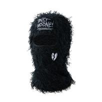 Heart Embroidered Balaclava for Men and Women Single Hole Beanies Cap Stretch Hip Hop Hat,Stylish Cool Headgear, Knit Warm Hat black