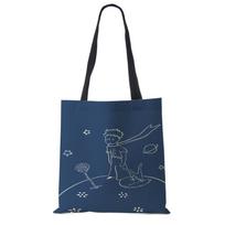 Klasikinis animacinis filmas Le Petit Prince Fox Rose Print Moterų krepšeliai Moterų Priežastinis Laisvalaikis Rankinė Pečių Krepšys Ekologiški pirkinių krepšiai Lauke