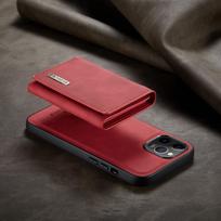 Prabangus magnetinis nuimamas odinis telefono piniginės dėklas, skirtas iPhone 13 Pro Max 12, Samsung S21 S20, Huawei OnePlus Google kortelių laikiklio stovo galinis dangtelis iPhone 14 raudona