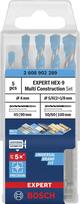 Bosch universalių grąžtų rinkinys EXPERT HEX-9 MultiConstruction 4/5/6/6/8 mm, 5 dalių 2608902289
