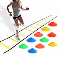 Agility Ladder 12 Rung 20ft Speed Training Ladder Equipment Set with 10 Dics Carrying Bag for Soccer Sports gray