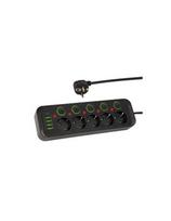 Ilgintuvas BLOW PS-530S, 5 lizdai su jungikliais, 4 × USB, USB-C, 3 m, juodas