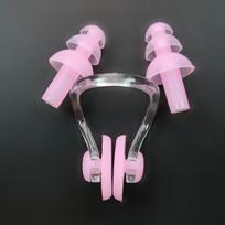1 Set Waterproof Soft Silicone Swimming Set Nose Clip Ear Plug Earplug Protection rožinė