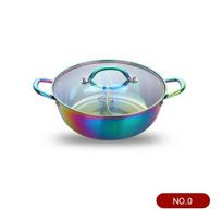 Chinese Hot Pot Cookware Hot Pot 2 In 1 Stainless Steel Gold Color Chongqing Meat Induction HotPots with Divider Cookware