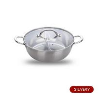 Chinese Hot Pot Cookware Hot Pot 2 In 1 Stainless Steel Gold Color Chongqing Meat Induction HotPots with Divider Cookware sidabras