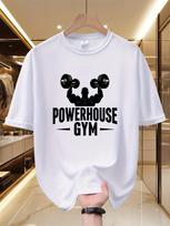 Dumbbell Muscle Men Cotton TShirt Athleisure Streetwear White Graphic Tee Fitness Workout Gym Top - Men's Summer Cotton Graph... 5XL įvairiaspalvis