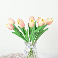 10Pcs Luxury Silicone Real Touch Artificial Tulip Flowers Plants For Mothers Day Gifts  Household Living Room Table Decoration beige