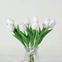 10Pcs Luxury Silicone Real Touch Artificial Tulip Flowers Plants For Mothers Day Gifts  Household Living Room Table Decoration green