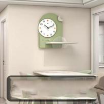Wall Clock Living Room High-end Home Decor Dining Room Clock Creative Storage Rack clock Hanging on the Wall no Need Drill Holes beige