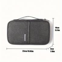 Lightweight Travel Document Bag – Portable Passport Organizer for Airplane & Business Trips – Secure, Stylish Storage pilka spalva