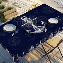 Independence Day Flower Wreath Waterproof Rectangular Tablecloth Red Blue Flower Star USA Flag Tables Cover for Dinner Kitchen 152x152cm