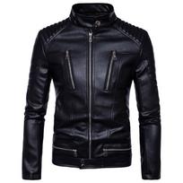 Men Korean Style Slim Fit Multi Zipper Motorcycle Pu Leather Jacket Outerwear 5XL