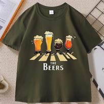 Unisex The Beers T-Shirt Man Funny Beer Crosswalk Tee Retro Music Lover Gift Comfortable High Quality Round Neck Printed Tshirts L gray