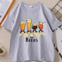 Unisex The Beers T-Shirt Man Funny Beer Crosswalk Tee Retro Music Lover Gift Comfortable High Quality Round Neck Printed Tshirts 2XL gray