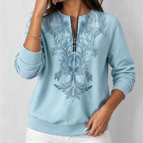 Women's Long Sleeve Christmas Graphic Pullover Sweatshirt Casual Fall Top M šviesiai mėlyna spalva