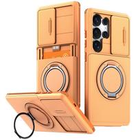 Fundas For Samsung Galaxy S26 S25 S24 S23 S22 Ultra Plus S25FE S24FE Case Slide Camera Protect With Card Ring Holder Armor Cover Galaxy S26 mėlyna