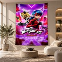 Dekoratyvinis gobelenas, Sienų menas su atspausdinta Miraculous Ladybug, Lengvas sieninis kabinamas elementas miegamojo fonui 100cmx150cm purple