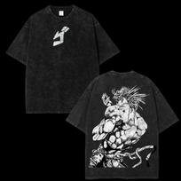 Distressed Anime Oversized T-shirt JoJo’s Bizarre Adventure Dio Brando Anime Washed Oversized T Shirt Men Women Short Sleeve Female Male Clothing XXXL black