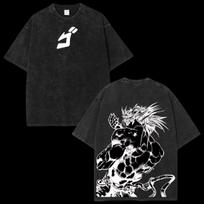 Distressed Anime Oversized T-shirt JoJo’s Bizarre Adventure Dio Brando Anime Washed Oversized T Shirt Men Women Short Sleeve Female Male Clothing M black