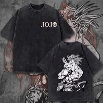 Distressed Anime Oversized T-shirt JoJo’s Bizarre Adventure Dio Brando Anime Washed Oversized T Shirt Men Women Short Sleeve Female Male Clothing XXXL įvairiaspalvis