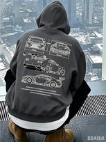 Megztinis su gobtuvu Unisex Vyrams Moterims Automobilio Grafinio Spaudinio Gobtuvas Streetwear Ilgomis Rankovėmis Viršutiniai Drabužiai Su Kišene 3XL gray